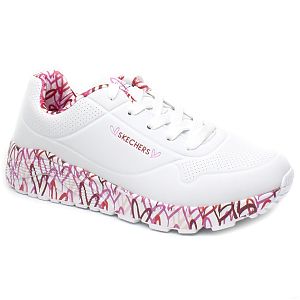 Skechers pantofi copii fete sport alb+rosu